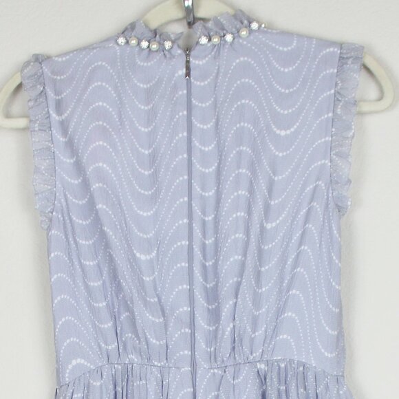 NEW Kate Spade Wavy Dot Ruffled Neck Silk Dress - Picture 9 of 13